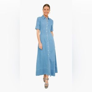 NWT Staud Light Wash Joan Denim Maxi Dress